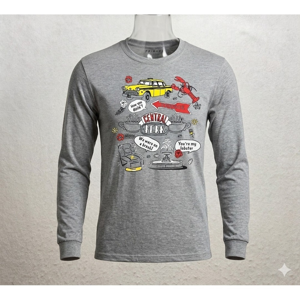 Friends TV Show"Sayings" Women's Gray Long Sleeve Lightweight. Size L
